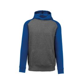 Sweat À Capuche Bicolore Enfant - Ado - Pa370 - Bleu Roi Et Gris