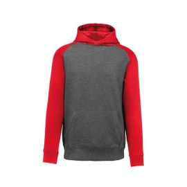 Sweat À Capuche Bicolore Enfant - Ado - Pa370 - Rouge Et Gris