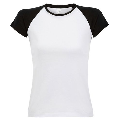 T-Shirt Bicolore Pour Femme - 11195 - Blanc Et Noir