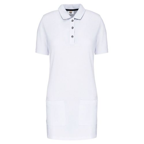 Polo De Travail Long - Femme - Wk209 - Blanc Et Marine
