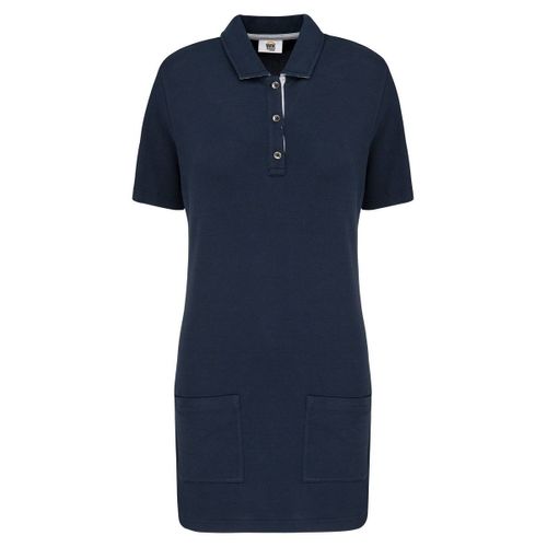 Polo De Travail Long - Femme - Wk209 - Bleu Marine Et Gris