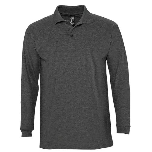 Polo Manches Longues - Homme - 11353 - Gris Anthracite Chiné