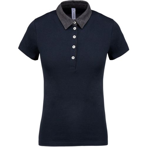 Polo Bicolore Pour Femme - K261 - Bleu Marine Et Gris