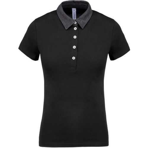 Polo Bicolore Pour Femme - K261 - Noir Et Gris