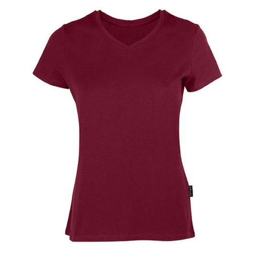 T-Shirt Manches Courtes Col V - Femme - Hrm202 - Rouge Bordeaux
