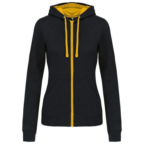 Sweat À Capuche Contrastée - Femme - K467 - Noir Et Jaune