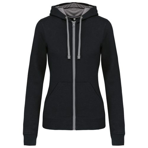 Sweat À Capuche Contrastée - Femme - K467 - Noir Et Gris Clair