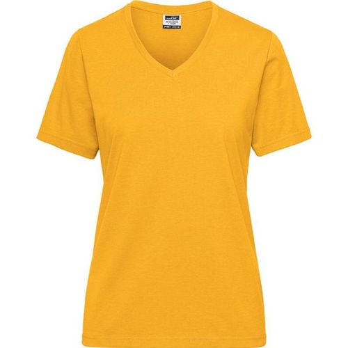 T-Shirt De Travail Bio Col V - Femme - Jn1807 - Jaune D'or