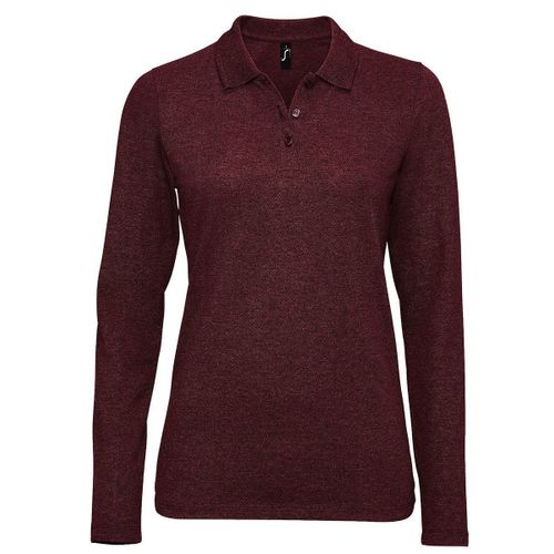 Polo Manches Longues - Femme - 02083 - Rouge Bordeaux Chiné
