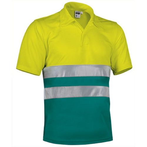 Polo De Travail - Homme - Ref Build - Jaune Fluo Et Vert Amazone