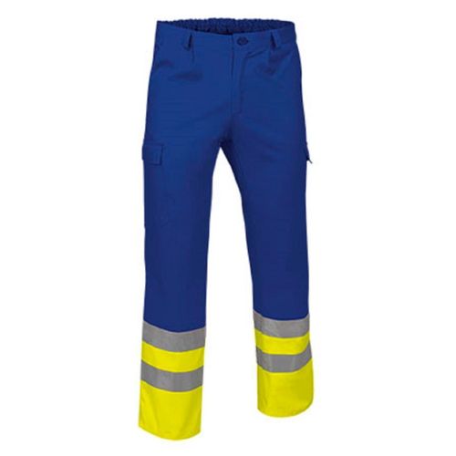 Pantalon De Travail - Ref Train - Bleu Azur Et Jaune Fluo
