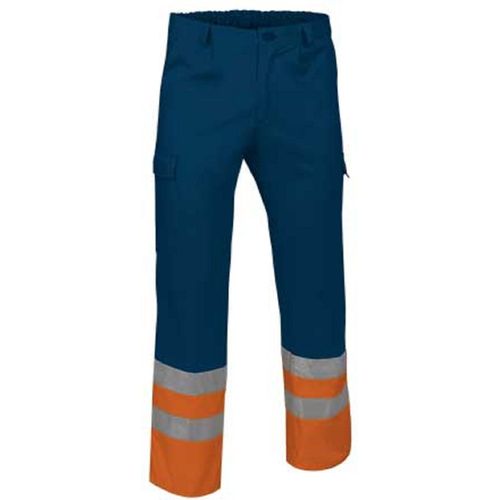 Pantalon De Travail - Ref Train - Bleu Marine Et Orange Fluo