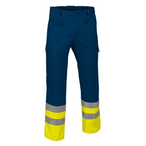 Pantalon De Travail - Ref Train - Bleu Marine Et Jaune Fluo