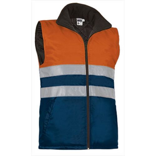 Bodywarmer De Travail - Homme - Ref Highway - Orange Fluo Et Bleu Marine