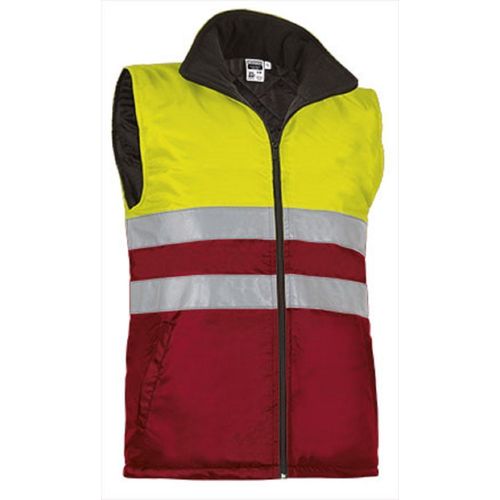 Bodywarmer De Travail - Homme - Ref Highway - Jaune Fluo Et Rouge