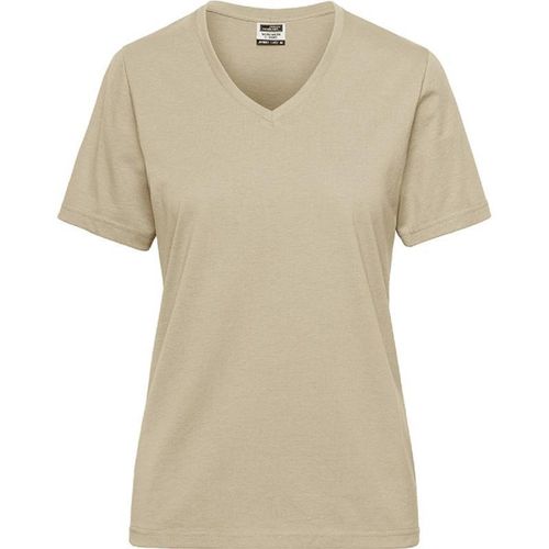 T-Shirt De Travail Bio Col V - Femme - Jn1807 - Beige