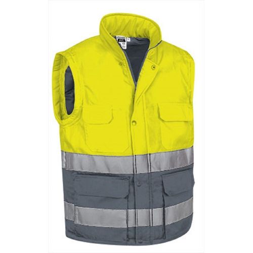 Bodywarmer De Travail - Homme - Ref Bergen - Jaune Fluo Et Gris Charbon