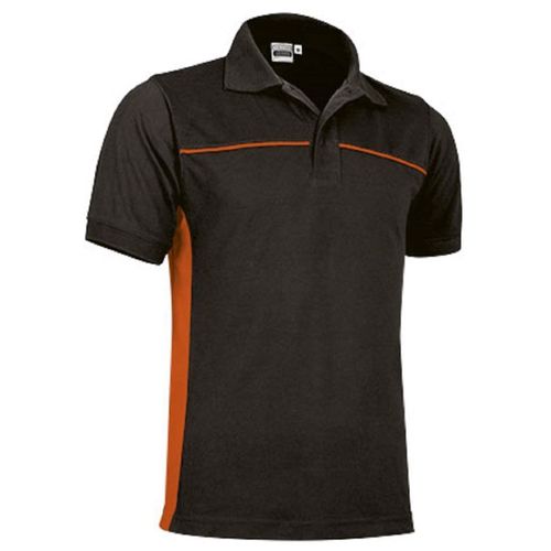 Polo Manches Courtes Bicolore - Homme - Réf Thunder - Noir Et Orange