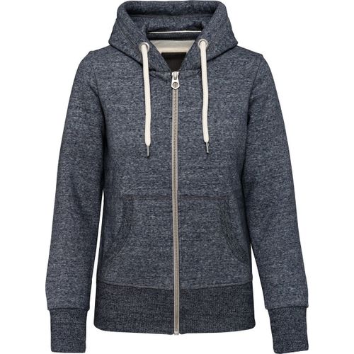 Veste À Capuche Aspect Vintage - Femme - Kv2307 - Bleu Nuit Chiné