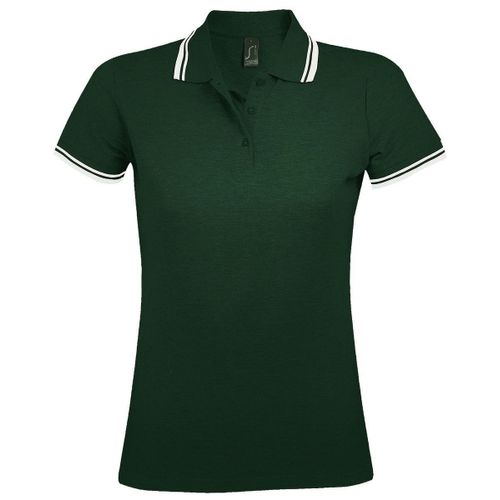 Polo Femme - 00578 - Vert Forêt Et Blanc
