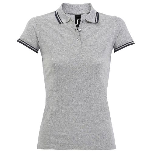 Polo Femme - 00578 - Gris Et Bleu Marine