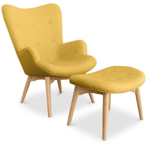 Fauteuil Avec Repose-Pieds Contor - Design Scandinave Jaune