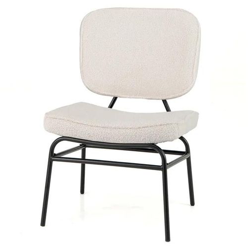 Costway Fauteuil Rembourré En Sherpa Avec Rembourrage En Éponge, Patins Ajustables & Cadre En Métal Pour Salon, Chambre, Beige