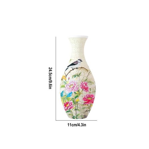 Puzzle Adulte 3 D En Forme De Vase. Fleurs Multicolores. 160 Pièces Incurvées En Plastique.