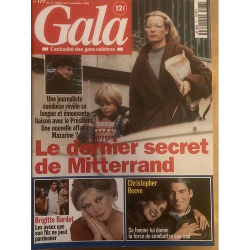 Gala N 177 - 31/10/96 - Anne Pingeot, François Mitterrand, Brigitte Bardot, Christopher Reeve,  Stéphane Tapie, Jerôme Savary, Kristin Scott-Thomas, Isabelle Autissier, Kalou…