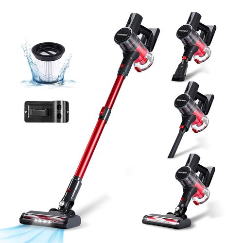 Aspirateur balai Sans fil Sans sac Multifonctions 4 en 1-2vitesses- -16Kpa/150W-Batterie 2200mAh-1L, LED-49Min-pour Dur Tapis Poils d'animaux
