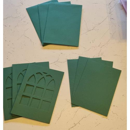 Lot De 3 Cartes Passepartout Rectangulaires Vertes Avec Enveloppes Vertes