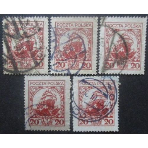 Pologne N°316 X 5 Oblitéré