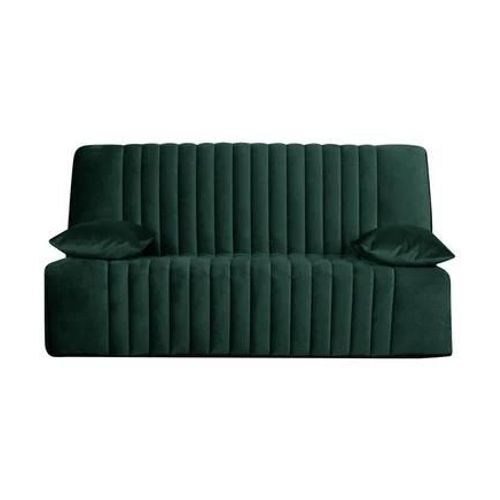 Camif - Canapé Clic-Clac Velours Matelas 15 Cm Oriane - Vert