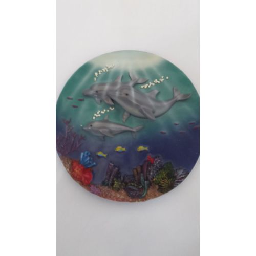 Assiette 3d À Accrocher Decoration Dauphins En Relief Neuve Idee Cadeau