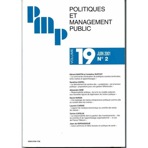 Politiques Et Management Public - Volume 19  N° 2
