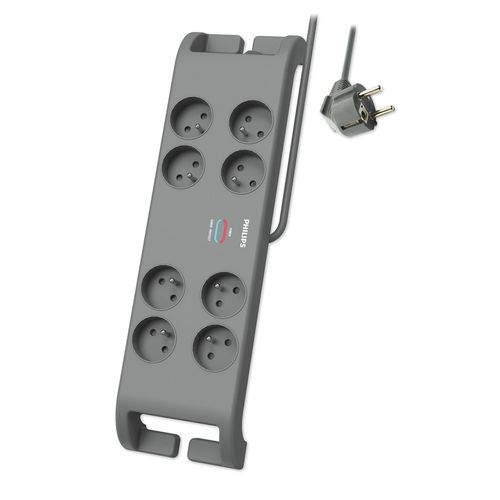 Philips - SPN3180A/19 - Multiprise parasurtenseur, 8 prises-2m Gris