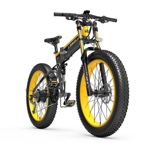 Vélo Électrique Pliable Lankeleisi Xt750 Plus Vélo De Montagne Électrique À Pneus Larges Moteur Sans Balais 1000 W 90 Nm 48 V 17,5 Ah Endurance 120 Km Shimano 9s- Jaune