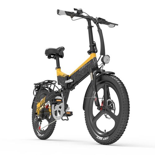 Velo Electrique Pliable Lankeleisi G650 Autonomie 110km 35km/H Moteur 500w Pneus 20 Pouces 48v 12.8ah Shimano 7 Vitesses Amortisseurs Avant Et Arrière Frein Hydraulique Vtc Fat Bike Vae - Jaune