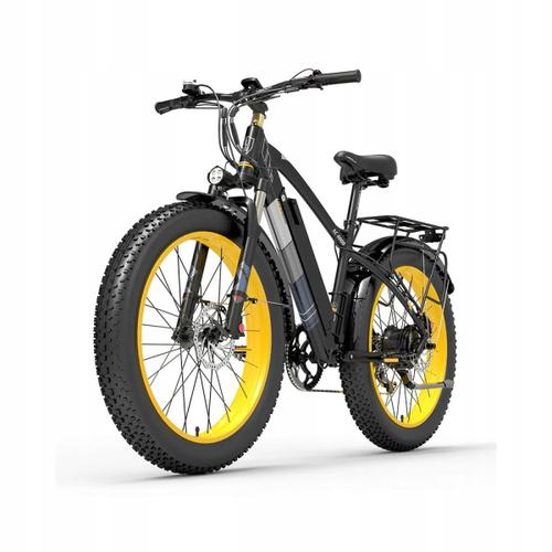 Velo Electrique Lankeleisi Xc4000 Autonomie 120km 50km/H Moteur 1000w Shimano 7 Vitesses Batterie 48v17.5ah Avec Amortisseurs Avant Freins À Disque 26 Pouces Vtt Fat Bike Vae - Jaune