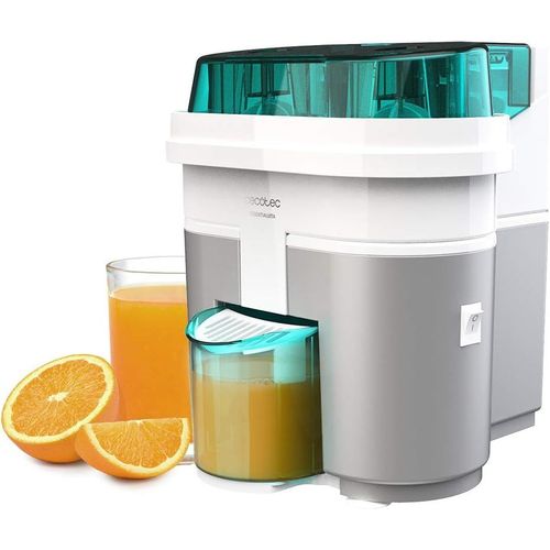 Presse-agrumes électrique EssentialVita Twice White. 90 W, double tête et coupeur, filtre pour pulpe, verre 500 ml, pièces lavables au lave-vaisselle