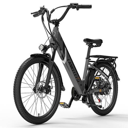 24" Vélo Électrique Lankeleisi Es500 Pro 48v 14.5ah 500w Cadre 15'' Roue Aluminium 130km Ip54- Gris