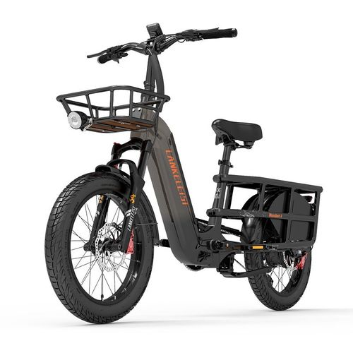 Vélo Cargo Électrique Lankeleisi Wombat-1 1000w Moteur Brushless 20ah Batterie Lithium Samsung Vitesse Max 46kmh Gros Pneus Cargo E-Bike 75nm 150 Km 20'' - Gris Noir