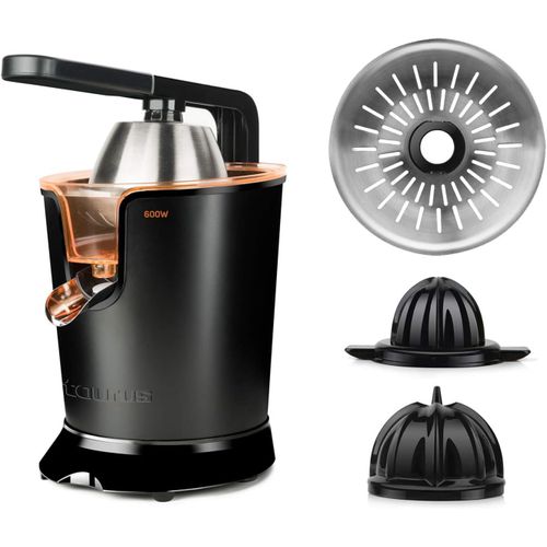 Easy Press 600 - Presse agrumes électrique levier professionnel 600W, Moteur à courant alternatif, 2 cônes pour tous les agrumes, 650ml, Filtre en inox, Amovible