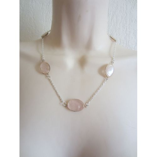 Collier Avec Pierres En Quartz Rose