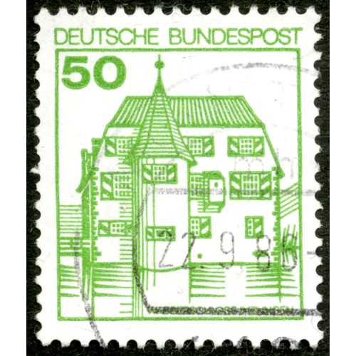 Timbre Oblitéré Deutsche Bundespost 50 Wasserschloss Inzlingen