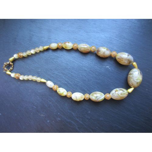 Collier Beige Et Or
