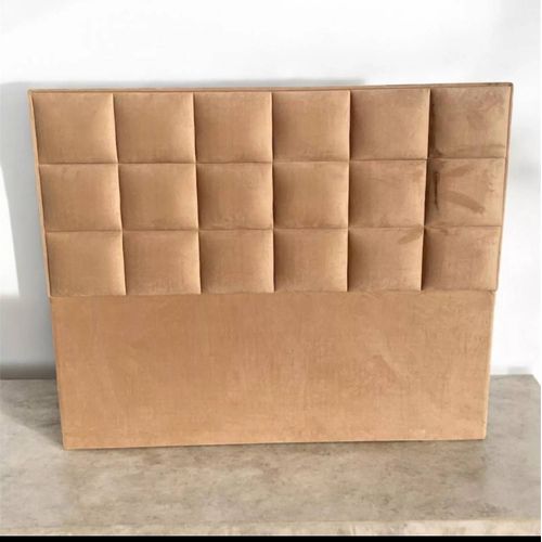 Tête De Lit Beige En Velours À Carreaux