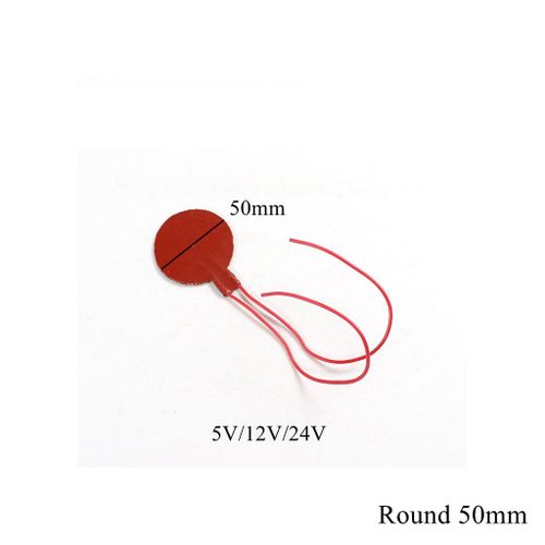 Coussin chauffant rond en caoutchouc de silicone pour imprimante 3D,plaque de polymères précieux,chauffage de moteur d'huile,carburant et eau,étanche,5V,12V,24V,110V,220V - Type Round 50mm-12V