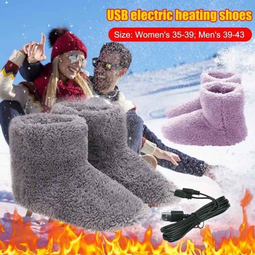 Bottes De Neige Chaudes En Peluche Pour Hommes Et Femmes,Chaussures Métropolitaines Électriques,Chauffe-Pieds,Chaussures Chauffantes Électriques Usb,Lavables,Hiver - Type 35-39