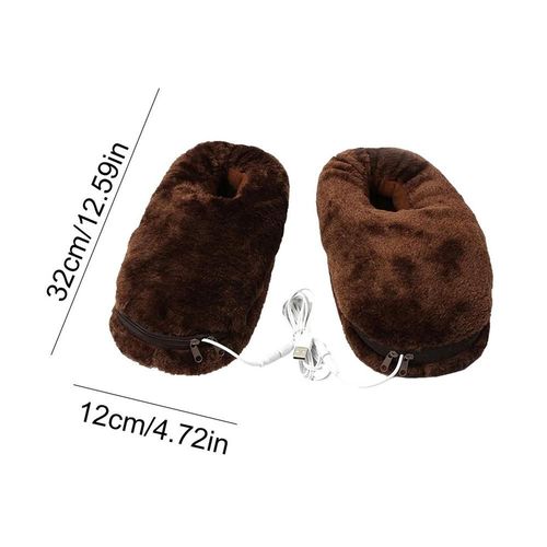 Chaussons chauffe-pieds électriques USB unisexes,chauffage rapide,chaussures d'hiver,appartement,salle d'étude,chambre à coucher,dortoir,cadeau de Noël - Type Brown